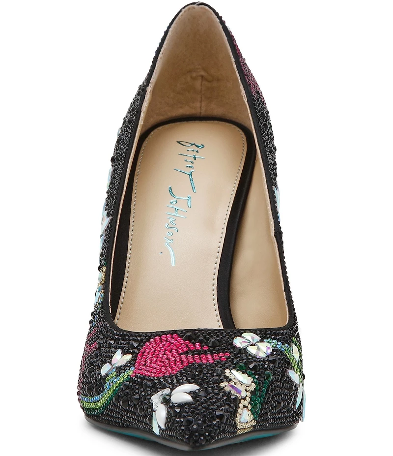 Blue by Betsey Johnson Brice Rhinestone Floral Print Pumps