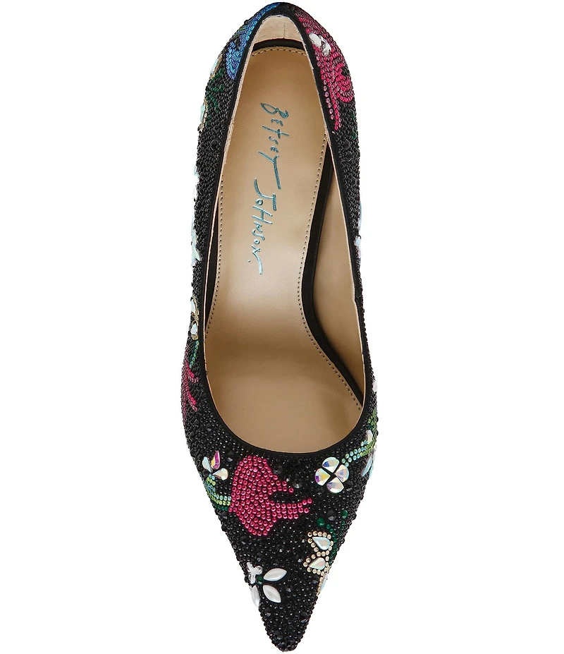Blue by Betsey Johnson Brice Rhinestone Floral Print Pumps