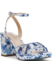Blue by Betsey Johnson Brody Floral Embellished Mesh Platform Dress Sandals