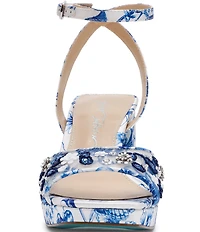 Blue by Betsey Johnson Brody Floral Embellished Mesh Platform Dress Sandals