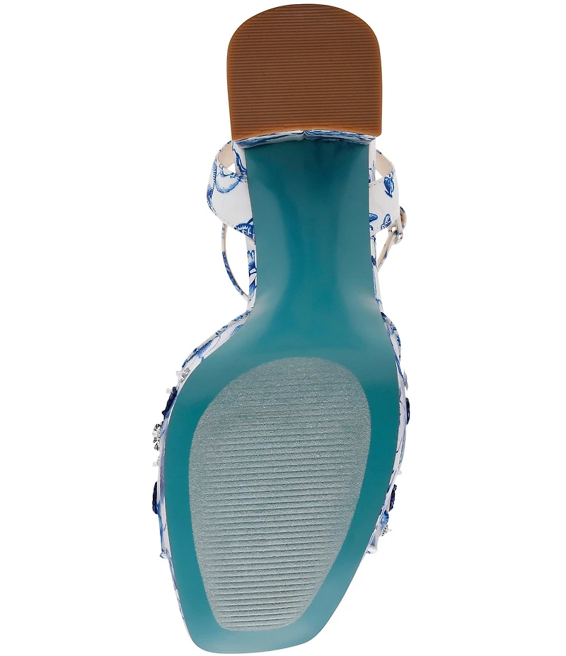 Blue by Betsey Johnson Brody Floral Embellished Mesh Platform Dress Sandals