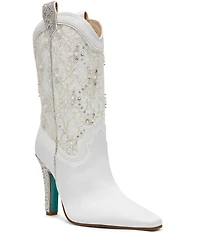 Blue by Betsey Johnson Bruno Satin Lace Embellished Boots