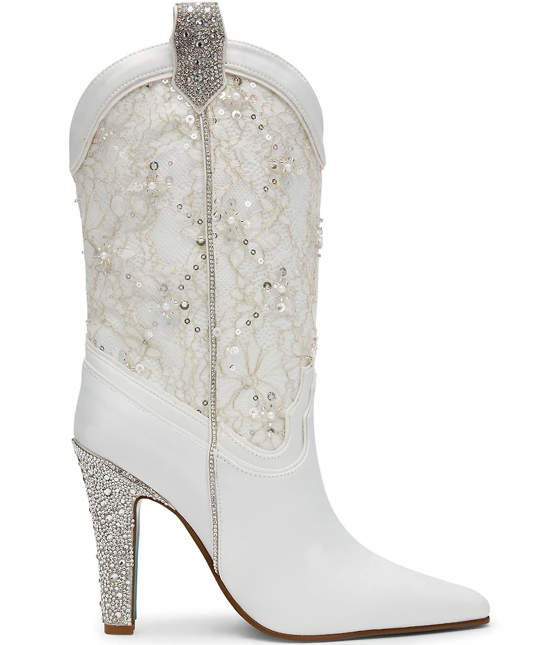 Blue by Betsey Johnson Bruno Satin Lace Embellished Boots