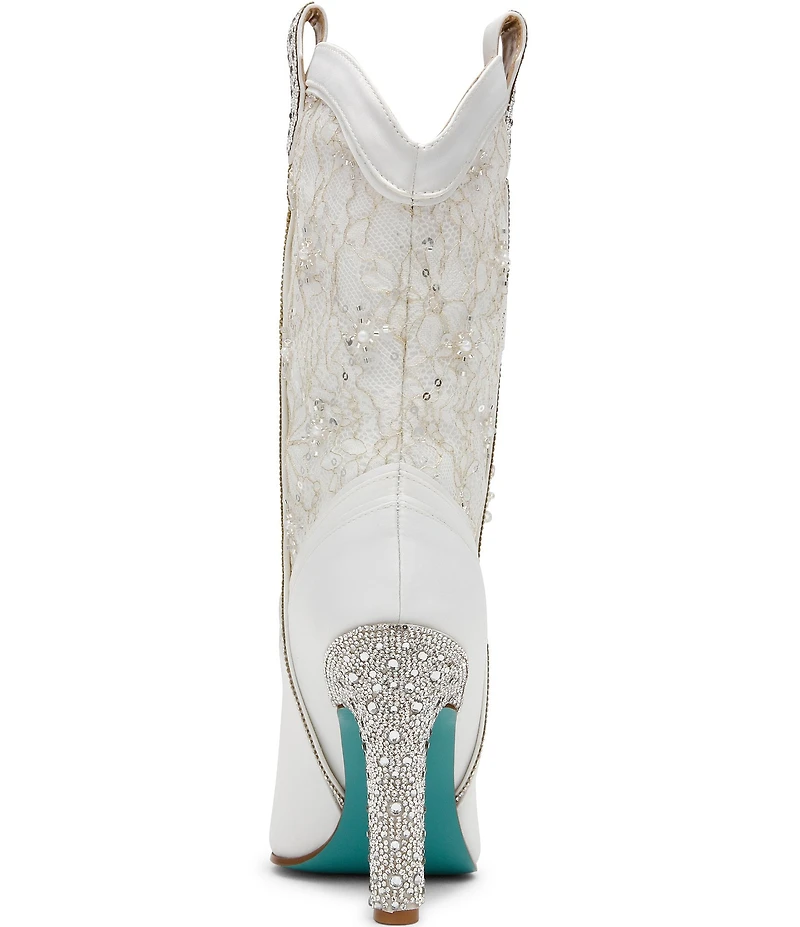 Blue by Betsey Johnson Bruno Satin Lace Embellished Boots