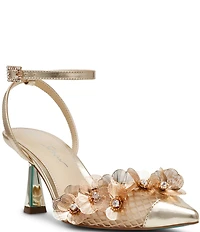 Blue by Betsey Johnson Carli Leather and Mesh Flower Applique Pumps