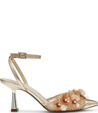 Blue by Betsey Johnson Carli Leather and Mesh Flower Applique Pumps