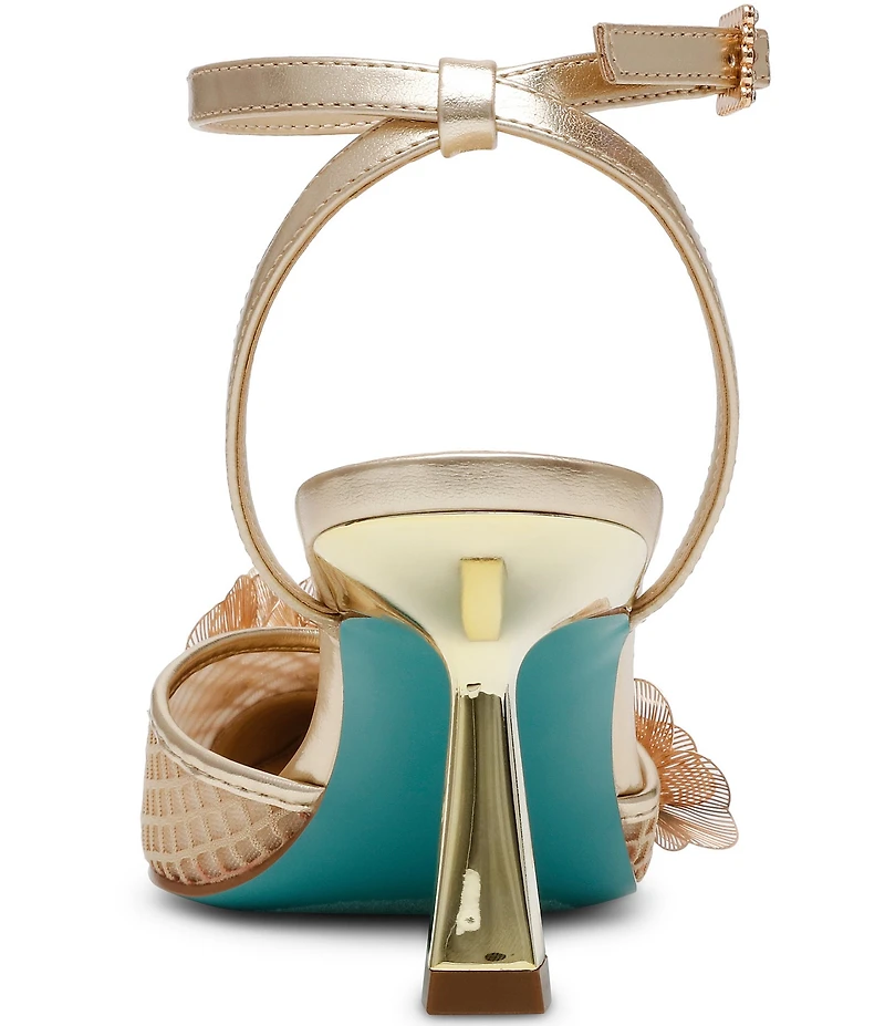 Blue by Betsey Johnson Carli Leather and Mesh Flower Applique Pumps