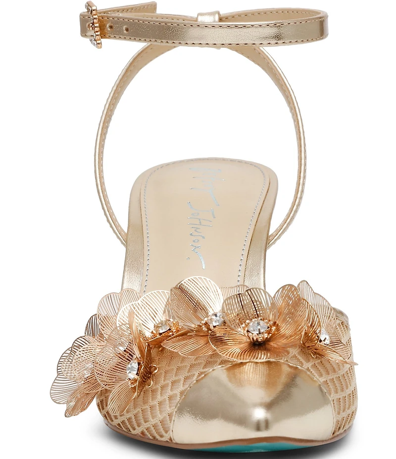 Blue by Betsey Johnson Carli Leather and Mesh Flower Applique Pumps