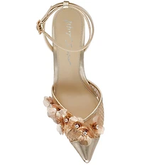 Blue by Betsey Johnson Carli Leather and Mesh Flower Applique Pumps