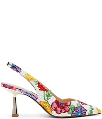 Blue by Betsey Johnson Clark Floral Print Pearl and Rhinestone Slingback Pumps