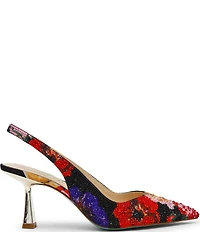 Blue by Betsey Johnson Clark Floral Print Rhinestone Slingback Pumps