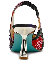 Blue by Betsey Johnson Clark Floral Print Rhinestone Slingback Pumps