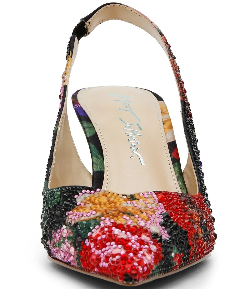 Blue by Betsey Johnson Clark Floral Print Rhinestone Slingback Pumps