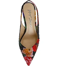 Blue by Betsey Johnson Clark Floral Print Rhinestone Slingback Pumps