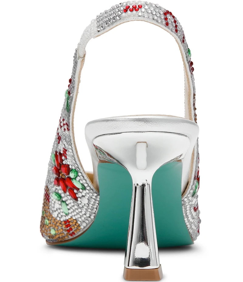Blue by Betsey Johnson Clark Holiday Print Embellished Slingback Pumps