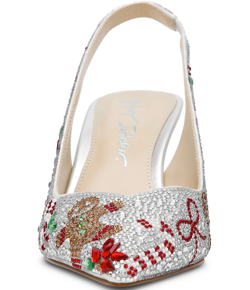 Blue by Betsey Johnson Clark Holiday Print Embellished Slingback Pumps