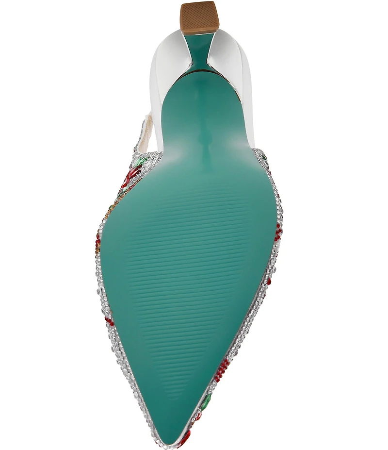 Blue by Betsey Johnson Clark Holiday Print Embellished Slingback Pumps