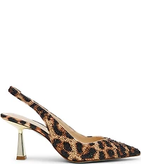 Blue by Betsey Johnson Clark Leopard Print Rhinestone Slingback Pumps