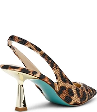Blue by Betsey Johnson Clark Leopard Print Rhinestone Slingback Pumps