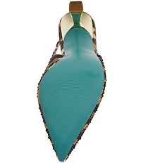 Blue by Betsey Johnson Clark Leopard Print Rhinestone Slingback Pumps