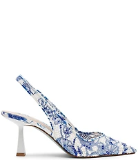 Blue by Betsey Johnson Clark Mesh Floral Pearl Rhinestone Slingback Pumps