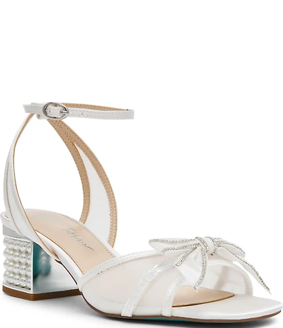 Blue by Betsey Johnson Cody Bow Embellished Pearl Heel Dress Sandals