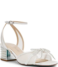 Blue by Betsey Johnson Cody Bow Embellished Pearl Heel Dress Sandals
