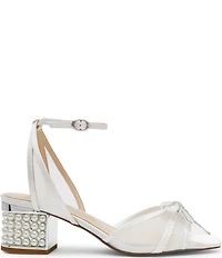 Blue by Betsey Johnson Cody Bow Embellished Pearl Heel Dress Sandals