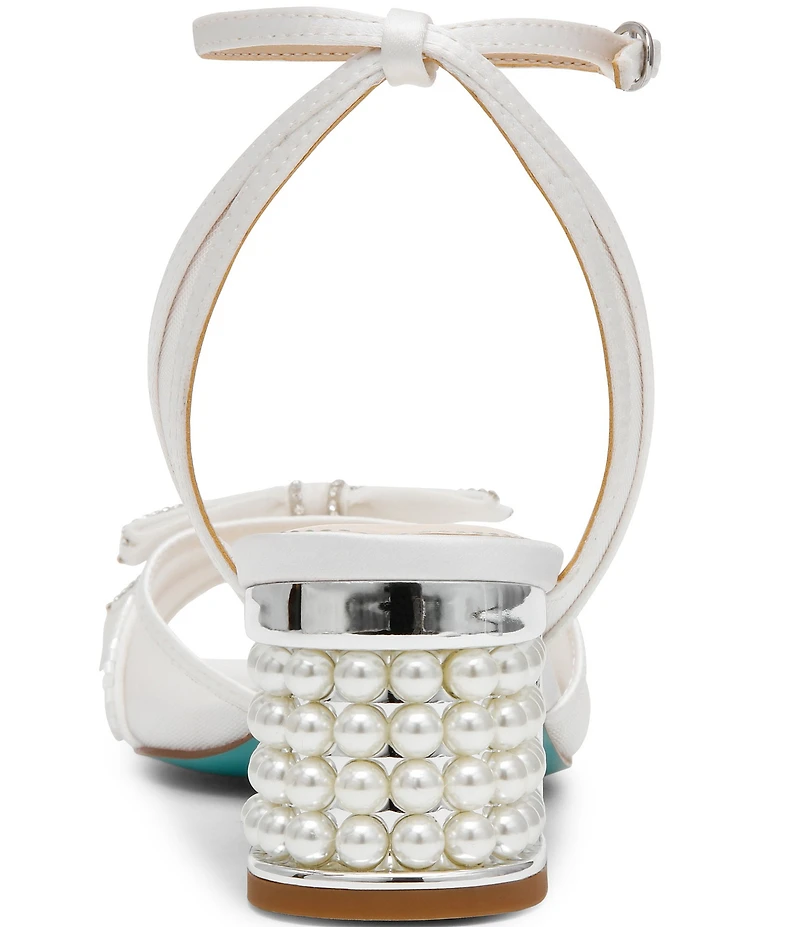 Blue by Betsey Johnson Cody Bow Embellished Pearl Heel Dress Sandals