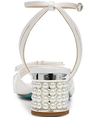 Blue by Betsey Johnson Cody Bow Embellished Pearl Heel Dress Sandals