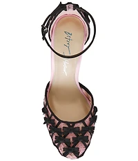 Blue by Betsey Johnson Coy Satin and Lace Bow Detail Pumps