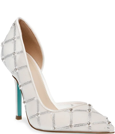 Blue by Betsey Johnson Cruze Mesh Rhinestone Pearl Dress Pumps
