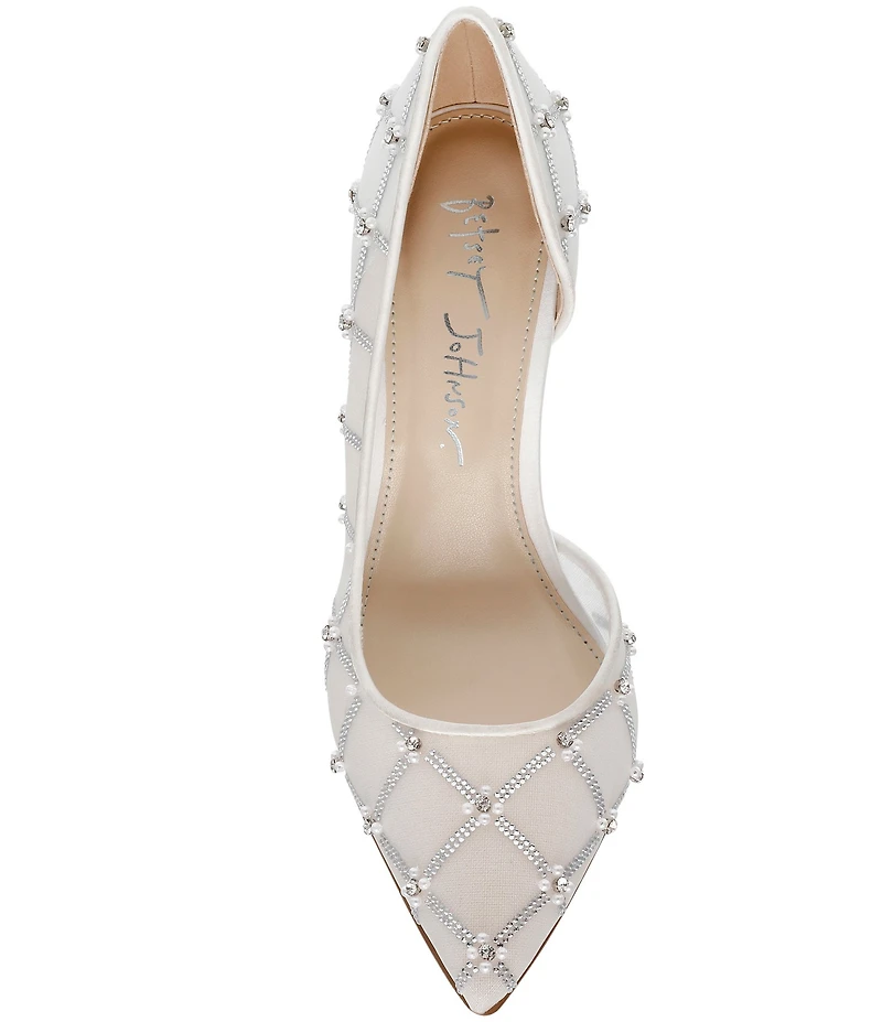 Blue by Betsey Johnson Cruze Mesh Rhinestone Pearl Dress Pumps