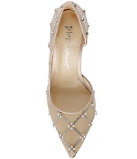 Blue by Betsey Johnson Cruze Mesh Rhinestone Pearl Dress Pumps