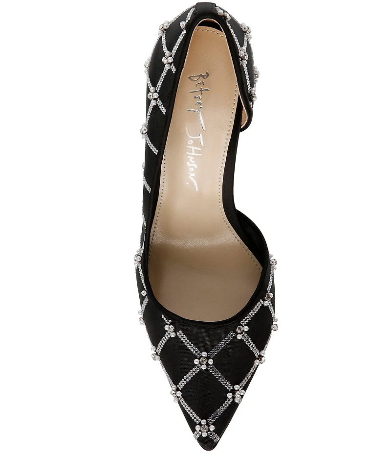 Blue by Betsey Johnson Cruze Mesh Rhinestone Pearl Dress Pumps