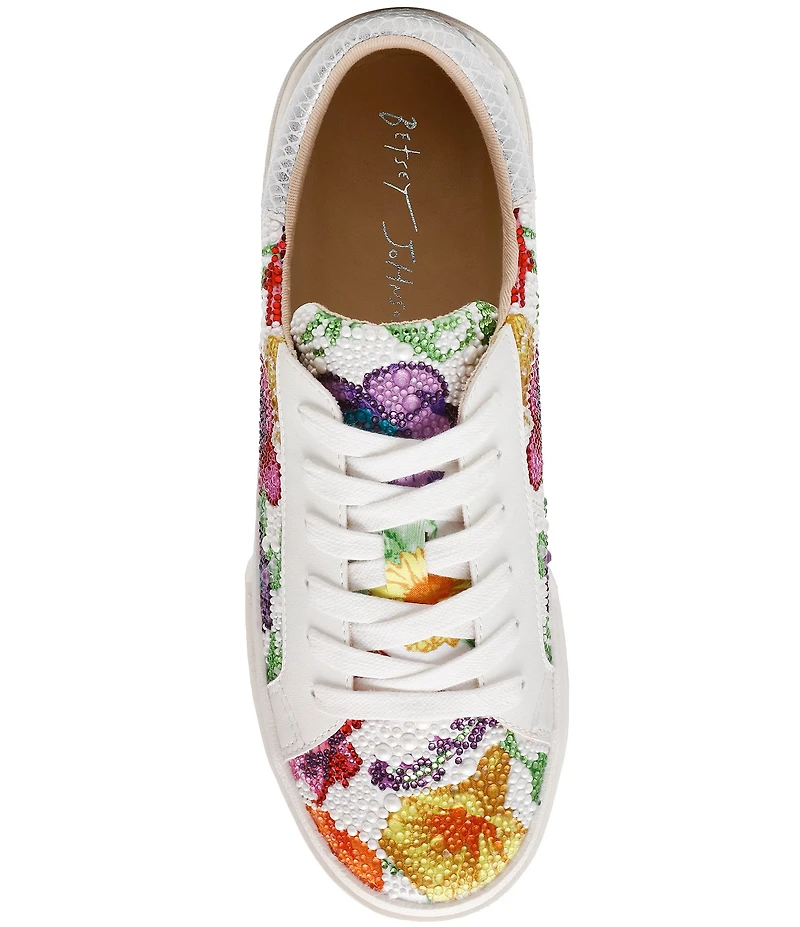 Blue by Betsey Johnson Damon Floral Pearl Embellished Sneakers