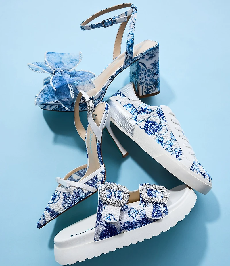 Blue by Betsey Johnson Damon Floral Pearl Embellished Sneakers
