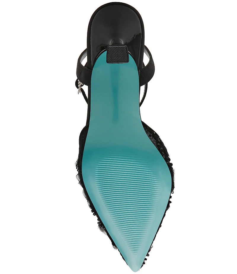 Blue by Betsey Johnson Delia Mesh Embellished Ankle Strap Pumps
