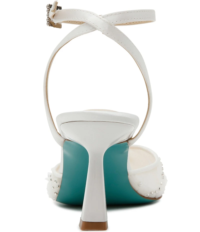 Blue by Betsey Johnson Delia Mesh Embellished Ankle Strap Pumps