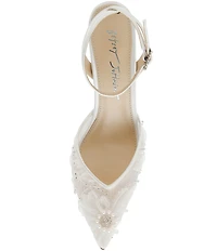 Blue by Betsey Johnson Delia Mesh Embellished Ankle Strap Pumps