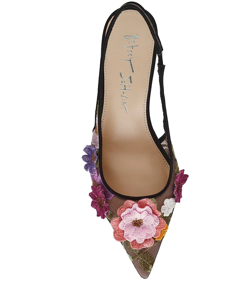 Blue by Betsey Johnson Dian 3D Floral Applique Slingback Pumps