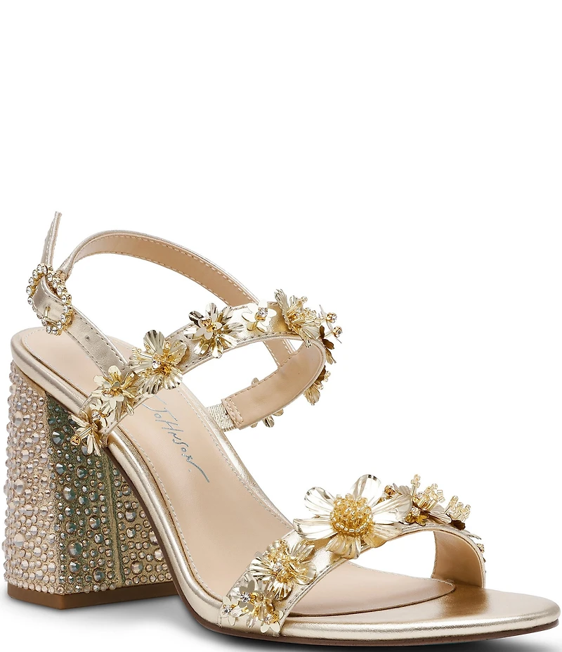 Blue by Betsey Johnson Drue Metallic Rhinestone Embellished Dress Sandals