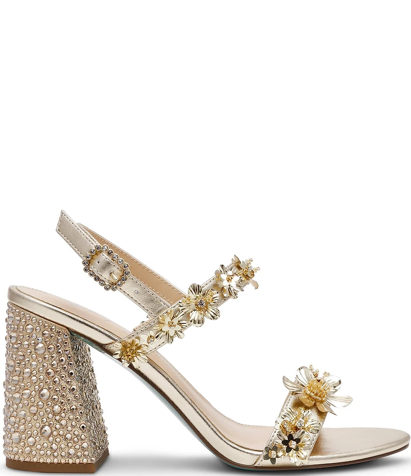 Blue by Betsey Johnson Drue Metallic Rhinestone Embellished Dress Sandals