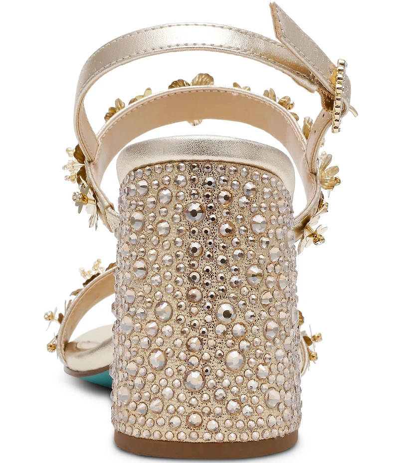 Blue by Betsey Johnson Drue Metallic Rhinestone Embellished Dress Sandals