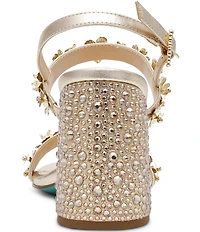 Blue by Betsey Johnson Drue Metallic Rhinestone Embellished Dress Sandals