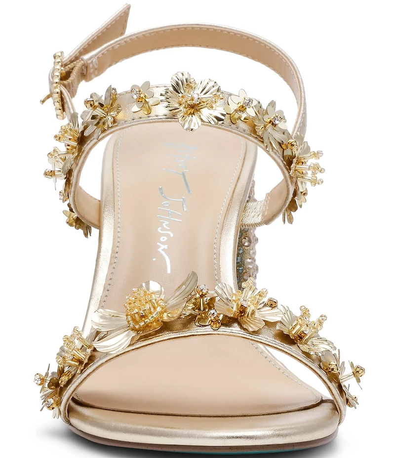 Blue by Betsey Johnson Drue Metallic Rhinestone Embellished Dress Sandals
