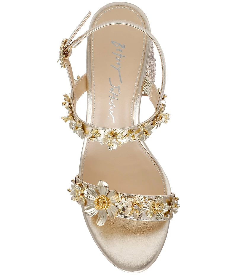 Blue by Betsey Johnson Drue Metallic Rhinestone Embellished Dress Sandals