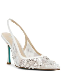 Blue by Betsey Johnson Eddie Beaded Slingback Pumps