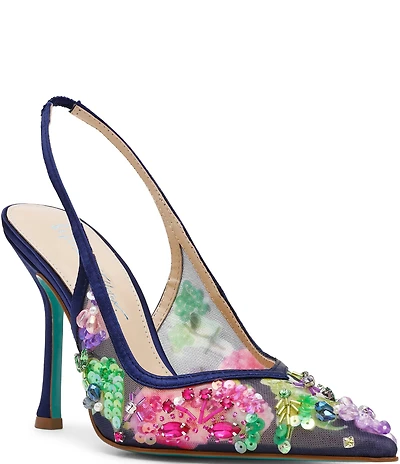 Blue by Betsey Johnson Eddie Beaded Slingback Pumps