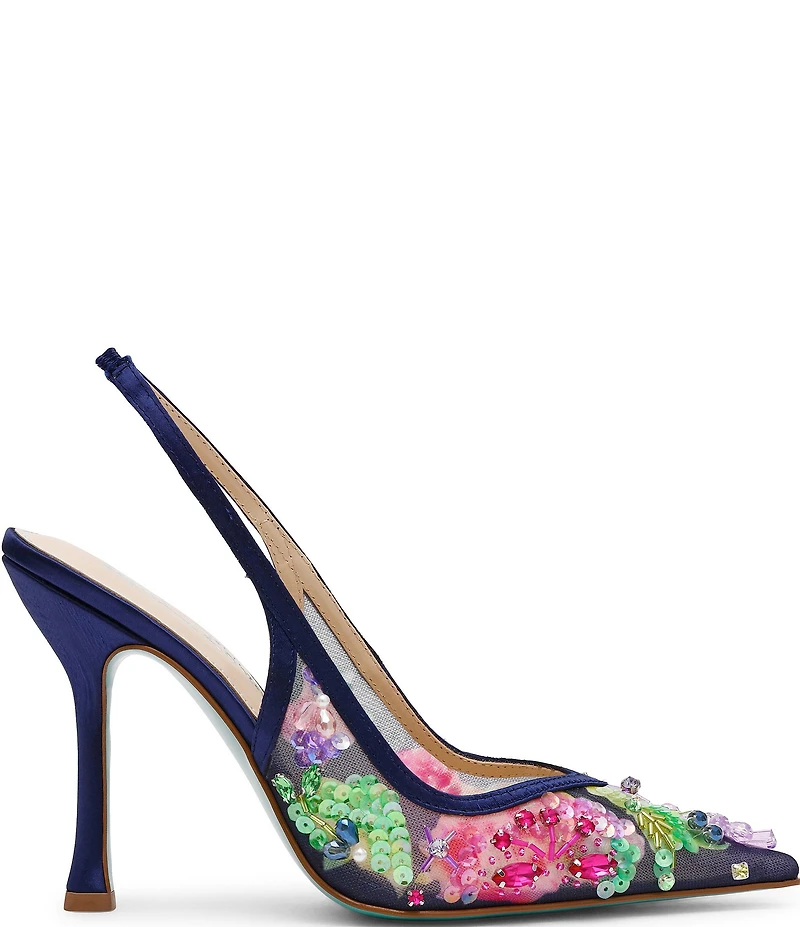 Blue by Betsey Johnson Eddie Beaded Slingback Pumps